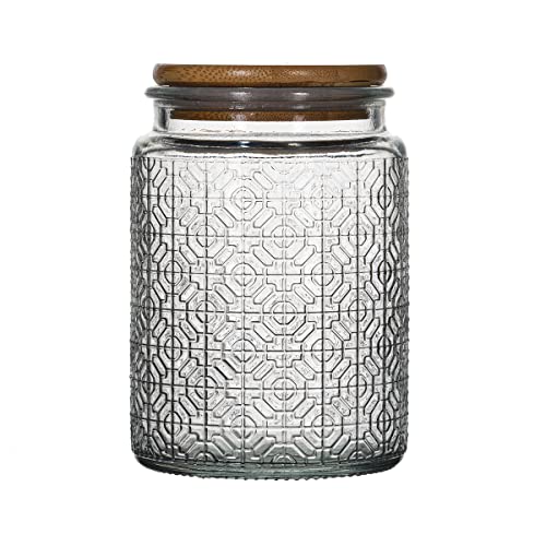 RareCi ガラスの保存瓶 食品の保存容器竹の木の蓋をした気密な食品の瓶 お茶 コーヒー豆 砂糖 キャンディー クッキー スパイスのためのキッチンキャニスター