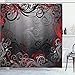 Red and Black Shower Curtain by Ambesonne, Mystic Magical Forest Inspired Floral Swirls Leaves Nature Artwork, Fabric Bathroom Decor Set with Hooks, 75 Inches Long, Charcoal Grey Ruby