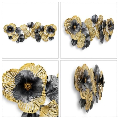 Image of SMILES GIFT Luxury Imported Wall Hanging | Handcrafted Abstract Metal Floral Wall Decoration | Home Decor for Living Room & Office
