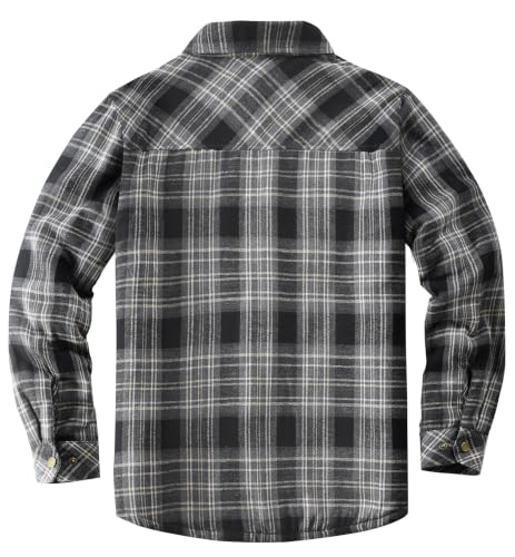 Image of Men's Sherpa Cotton Flannel Shirt Jacket Plaid Button Coat Pocket