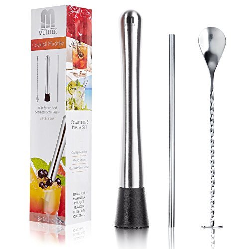 Buy Muddler Cocktail Set Stainless steel Mixing Spoon & Starw 10
