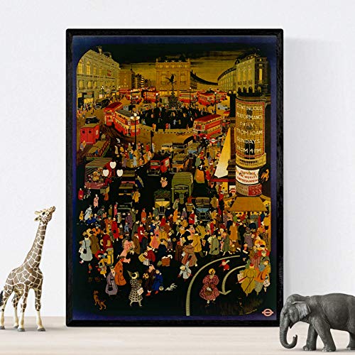 Nacnic Vintage Poster Vintage Poster Europe. London at night. A3 size, 42L x 29.7W cm - Image 3