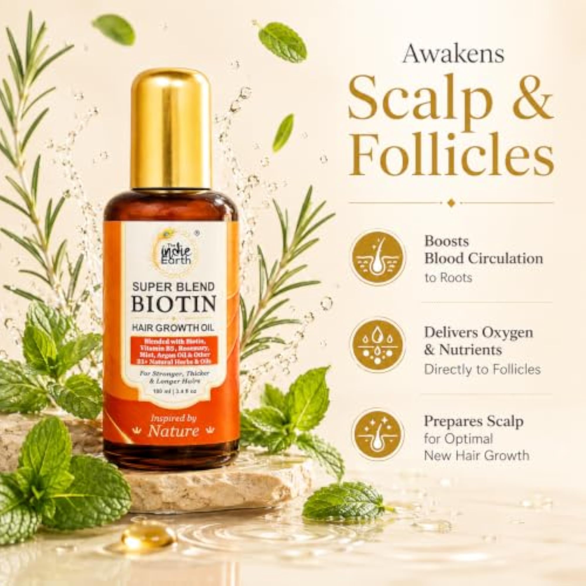 Rosemary Mint Biotin Hair Oil 100 mL, Nourishing Formula