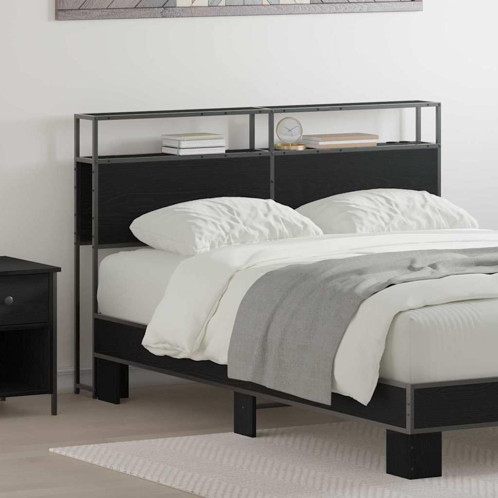 vidaXL Cabecera de Almacenamiento Roble Negro Madera de ingeniería