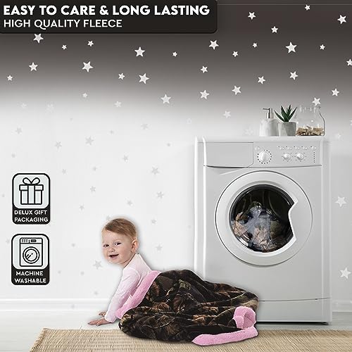 Image of Baby Infant Camo Accent Soft Sherpa and Plushed Lined Coral Fleece Gift Blanket (Everest White)