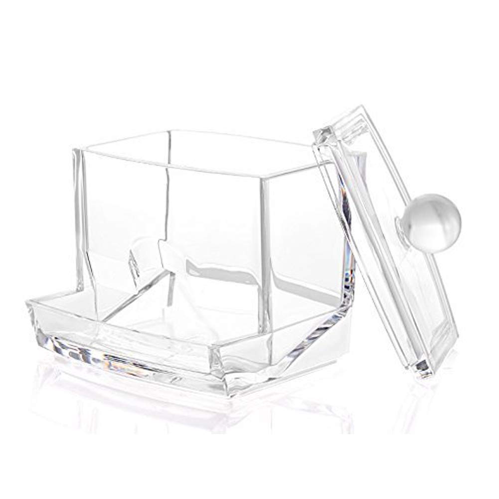 Cotton Pad Holder Cotton Bud Storage Acrylic Container Crystal Cosmetic Storage Box Plastic Makeup Case for Bathroom