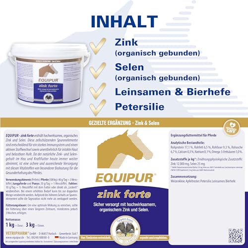 EQUIPUR - zink forte - Sicher versorgt mit organischem Zink und Selen, 1000 g Pellets in Dose