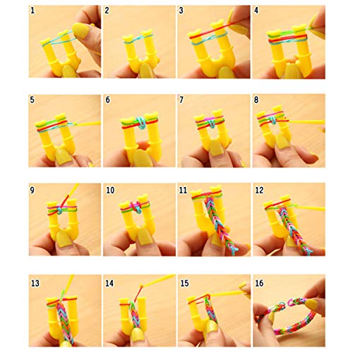 Rainbow Rubber Bands Refill Kit, Loom Rubber Band Bracelet Kit for Kids Girls Boys DIY Kit for Age 6 and Up, 11950+ Loom Bands in 28 Colors, 600 Clips, 200 Beads, 54 Charms, 5 Crochet Hooks, 2 Y Looms - Thumbnail 7