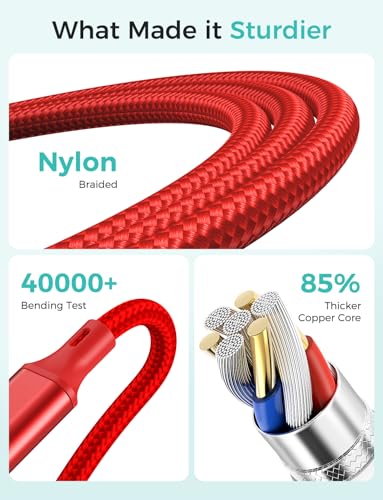 Image of 2Pack Multi Charging Cable for Apple Watch Charger 4 in 1 Travel Essentials RV Camping Essentials USB C /L /Micro Compatible with iWatch Series 11-1 /iPhone 17 /16 /15 /Android Airplane Gadgets-4FT /Red