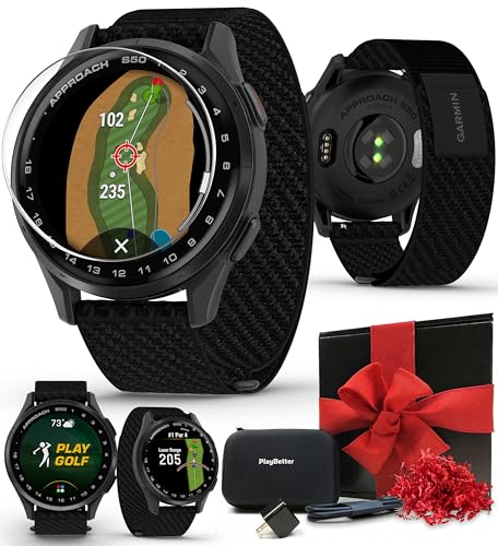 Garmin Approach S50 (Slate/Black) Golf GPS Smartwatch Gift Box Bundle - 1.2
