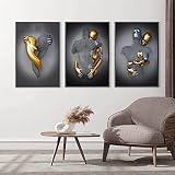 TROONZ 3PCS Love Heart Effet 3D Wall Art, Abstrait Toile Wall Art, Métal Fil...