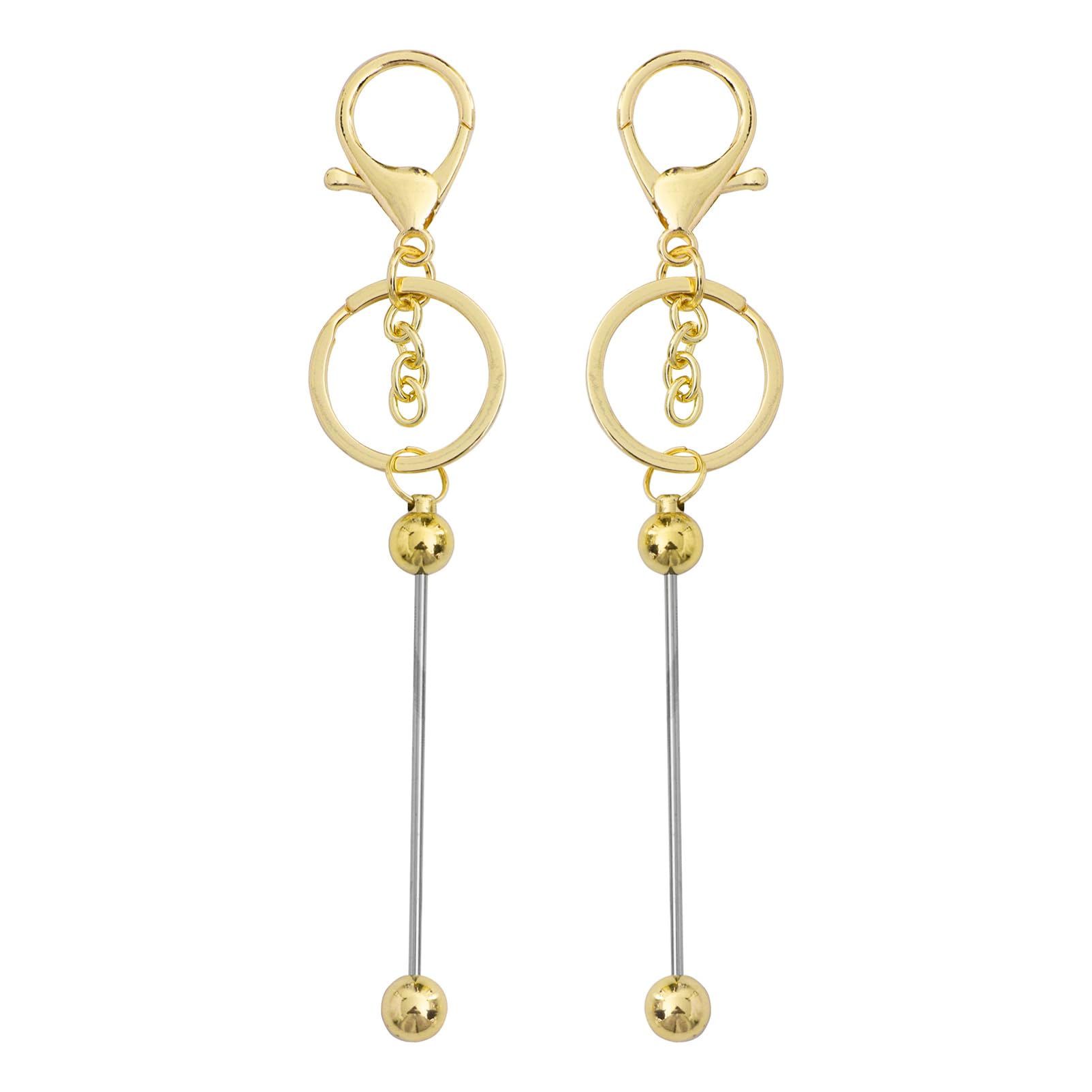 CHICTRY 2Pcs Beadable Keychain Bars Metal Keychain Fasteners Keyring DIY Jewelry Supplies for Backpacks Purses Gold One Size