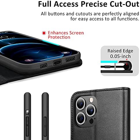 USLAI for iPhone 12 Case/iPhone 12 Pro Phone Case Flip Leather Wallet Book Stand Folio Card Holder Cover for iPhone 12/iPhone 12 Pro - Black