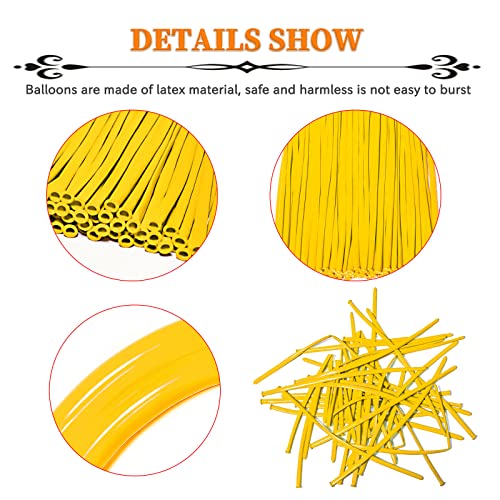 Image of Yellow 260 Long Skinny Twisting Animal Balloons, Rainbow Balloons for Animal Shapes Carnival Festival Party Supplies 100pcs
