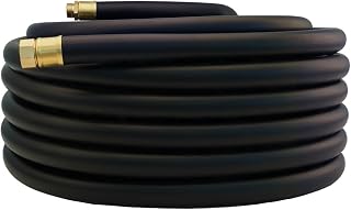 Guitrees 100FT ×1 inch Heavy Duty Rubber Garden Hose - 200psi Working, 1000psi Burst - Hot/Cold Water - Five-Layered Braiding for Durability - Versatile for Gardening, Agriculture, Construction(Black)