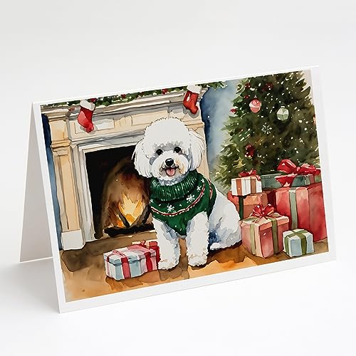 Caroline's Treasures DAC1264GCA7P Bichon Frise Christmas Greeting Cards and Envelopes Pack of 8 Blank Cards with Envelopes Whimsical A7 Size 5x7 Blank Greeting Cards