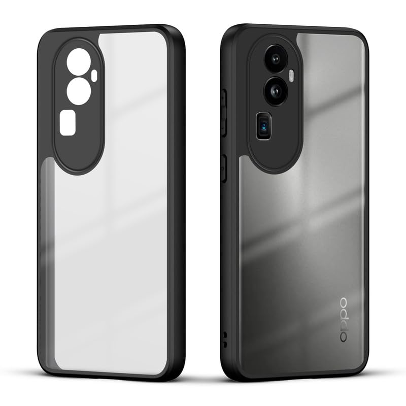 Image of Mr. Case Back Cover Compatible with Oppo Reno 10 Pro Plus 5G | 360 Degree Protection | Shockproof Transparent Hard Back Shockproof Bumper - PC & TPU, Black Bumper