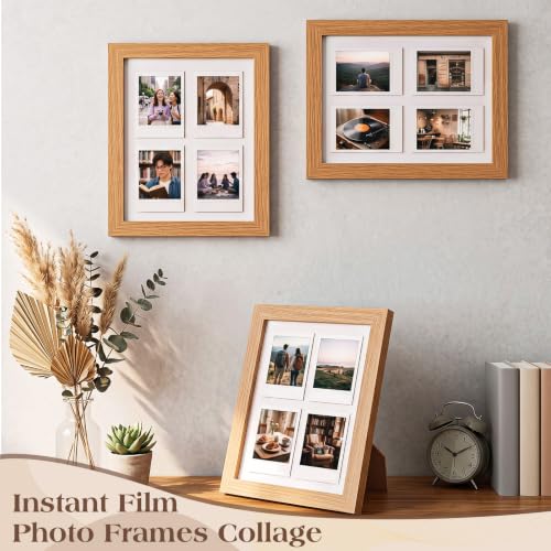 Image of Namalu 2 Pcs 2 x 3 Multi Pictures Collage Frame Wall Decor with 4 Openings Wood Mini Film Photo Wall Frames for Display Wedding Decoration, 9.8 x 7.9 Inches