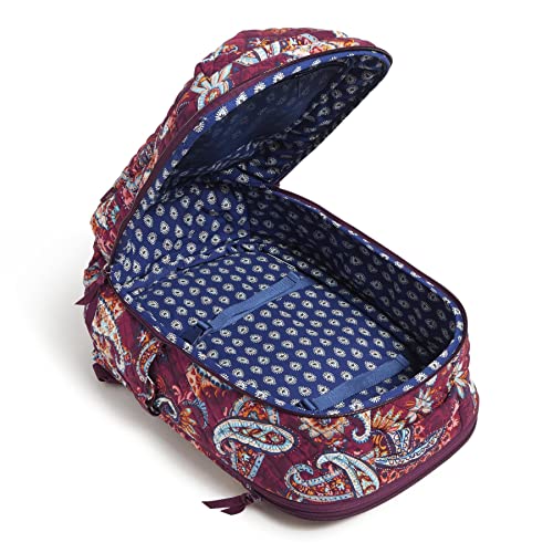 Image of Vera Bradley Women's Cotton Large Travel Backpack Travel Bag, Paisley Jamboree - Recycled Cotton, One Size