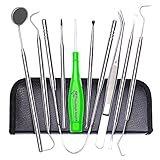 Tenozek Stainless Steel Dental Tool, Tooth Dental Pick, Dental Hygiene Kit, Tooth Scraper Plaque Tartar Remover/Tonsil Stone Remover with Light