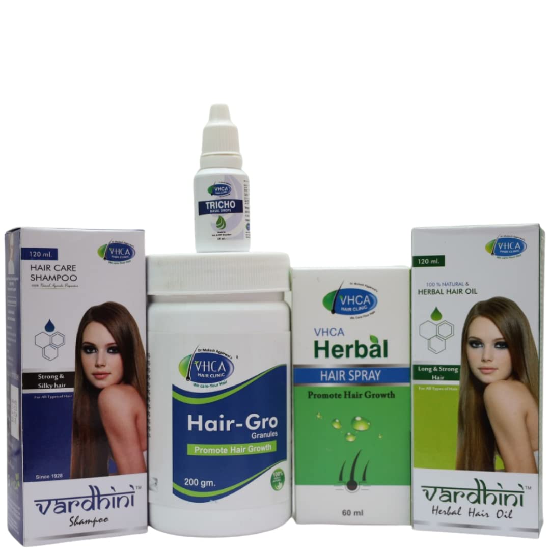 Buy VHCA Combo of Tricho Nasal Drops, HairGro Granules, Vardhini Oil, Vardhini Shampoo and Hair