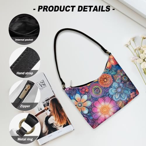 Image of Handbag for Women Leather Underam Shoulder Bag with Zipper Fashion Work Purse Waterproof Travel Wallet
