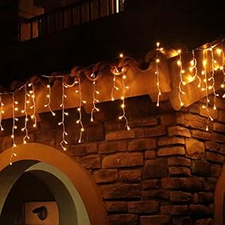 Eisregen Lichterkette Außen 200er LED 5m, LED Lichtervorhang mit Timer, IP44 wasserdicht 8 Modi für Innenausstattung Außenbereich Schlafzimmer Hochzeit Weihnachten Party (Warmweiß)