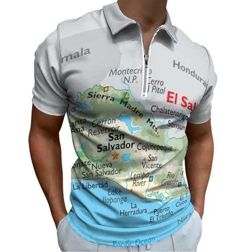 Maps of El Salvador Men's Short Sleeve Polo Shirts Sports Shirts, Golf Shirts