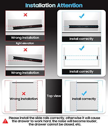 Yenuo Soft Close Drawer Slides Full Extension Side Mount 10 12 14 16 18 20 22 24 Inch Ball Bearing Metal Rails Track Guide Glides Runners Heavy Duty 100 Pound 1 Pair (12 Inch) #TOP4