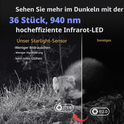 BlazeVideo Wildkamera WLAN mit App,Wildtierkamera Nachtsichtkamera Fotofalle 64MP 1296P Verbinden...