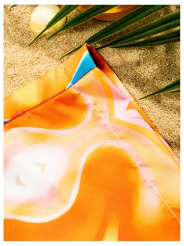 MakeMeChic Men's Drawstring Waist Swim Trunks Graphic Print Wide Leg Vacation Beach Shorts4