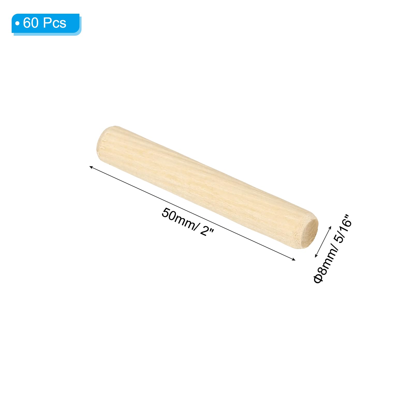 PATIKIL 5/16" x 2"(8 x 50mm) Wood Dowel Pins - Image 2