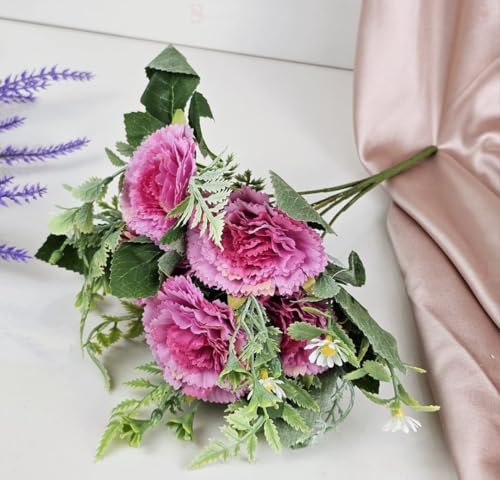 Image of SATYAM KRAFT 1 Bunch Artificial Carnation Flower Stick for Home Decor, Bedroom, Living Room, Balcony, Office Desk, Wedding, Marriage Decoration, Gift, Festival, Shelf & Corner Decoration (Shaded Pink)