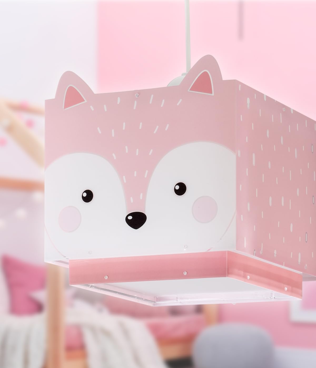 Dalber Lustre Chambre Lampe Suspension Plafonnier Pour Enfants, Little Fox Renard Animaux Rose, 64582M, E27