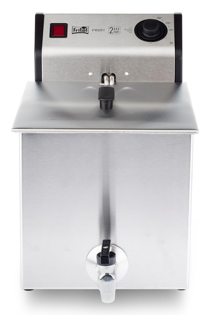 FRITEL Profi 4620 Fritteuse 8 l 3300 W Antistoffdeckel Hahn Öl Fettfilter