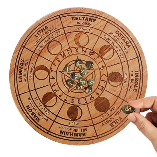 振り子ボード、木製ムーンフェイズ振り子ボード - 祭壇用品、占い装飾用のダウジング占いカーベンボード、スピリットの祭壇の装飾。