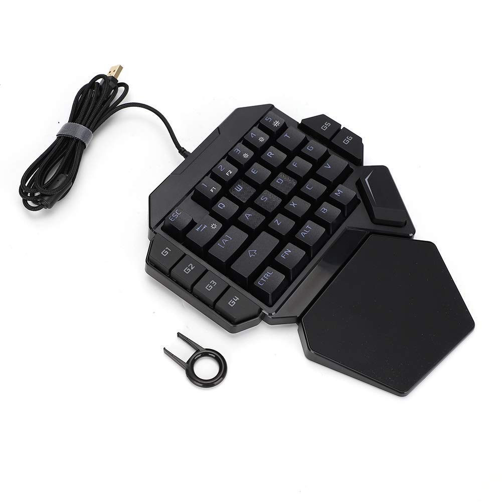 Goshyda Clavier rétroéclairé à Une Main, USB Filaire 35 Touches Clavier de Jeu mécanique à Une Main RGB Blacklight avec Fonction de définition de Macro, avec Touches multimédia FN