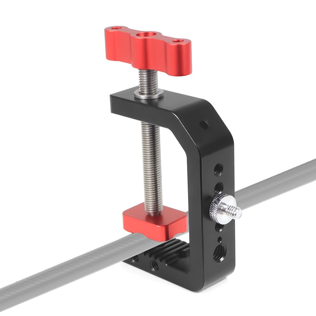 NovelGoal Head Tripod 1/4 3/8 Thread Desktop C-Type Super Crab Clamp Adjustable Desk Fixed Holder Clip for SLR Camera Photo Studio Light Stand Bracket (Clamp Only)