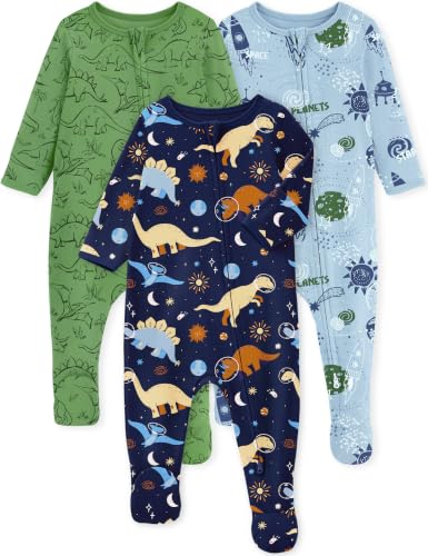 Image of Yoofoss Baby Pajamas 100% Organic Cotton Baby Sleepers for Newborn 0-3 3-6 6-9 Months Boys Girl Clothes 3pcs Footed PJs