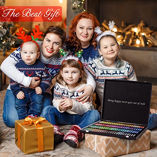 Oil Pastels, 100 Pieces Deluxe Wooden Pastels Art Supplies Set with Blessing, 3-Color Sketch Pad Included, Creative Gift Box for Kids Artists Adults Beginners - Being Happy Never Goes Out of Style - Thumbnail 2