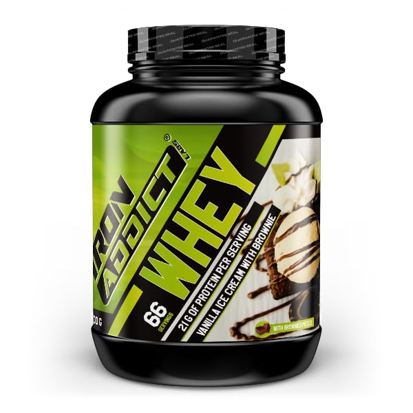 Iron Addict Labs - Addict Whey de 2Kg - Proteína Suero Leche - Aumento Masa Muscular - Recuperación Post Entreno - Sabor Helado Vainilla Brownie