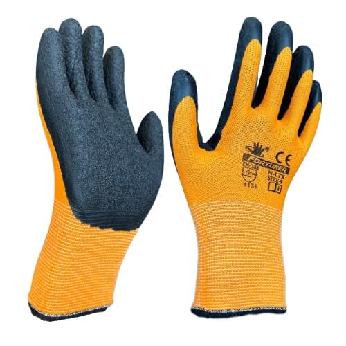 Nylon Knitted Latex Rubber Coated Safety Hand Protection Working Gloves For Anti Cut Heat & Fire Resistant Industrial Gloves For Men Women (PACK OF 15, ORANGE BLACK) (B0CV514J8Y) Amazon Price History, Amazon Price Tracker