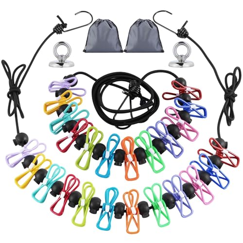 2 Pcs Camping Clothesline Portable 12 Clothespins,...