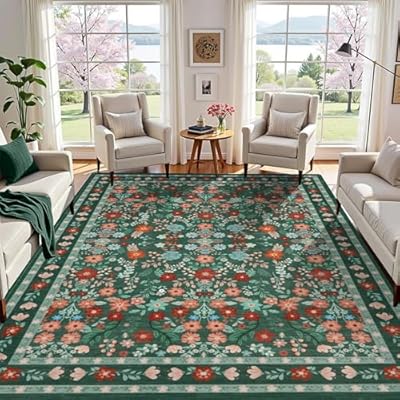 ANSSO Living Room Rug 5x7, Vintage Boho Area Ru...
