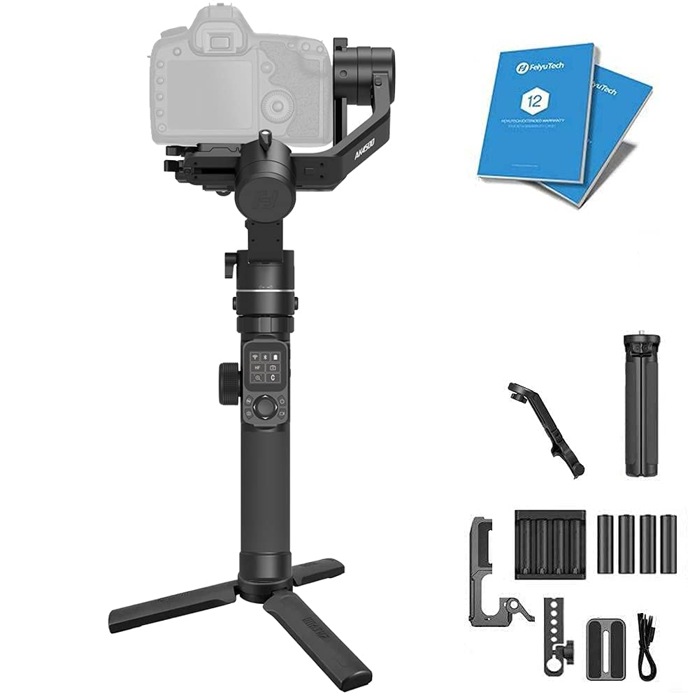 FeiyuTechAK4000 Essential Kit 3-Axis Gimbal Stabilizer for DSLR & Mirrorless Cameras. Includes Carry Case, Follow Focus, Hyperlink Remote, Extension Handle + 12 Month Extended Warranty Card (3 Yrs)