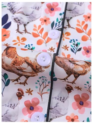 Image of SOLY HUX Women's Short Pajamas Set Cute Printed Button Short Sleeve Shirt with Shorts Sleepwear PJs Set