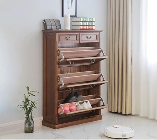 JOSOGO All-Solid Wood Dumper Small Apartment Ultra-Thin Porch Custom-Made American Shoe Cabinet Door Home Log Corridor Storage(140cm)