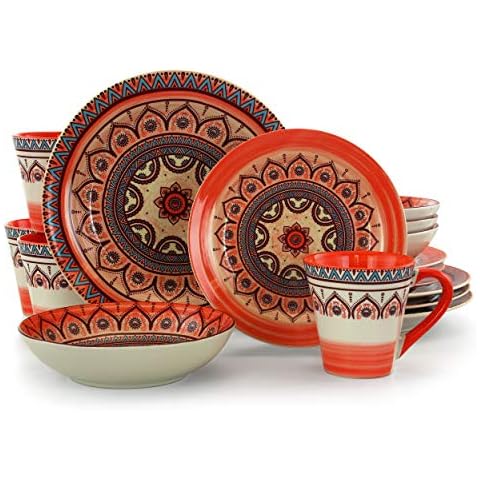 Elama Zen Rust Mozaik 16 Piece Dinnerware Set Cover