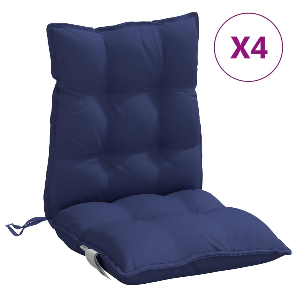 Cojines de respaldo bajo, 4 unidades, azul marino, tela Oxford