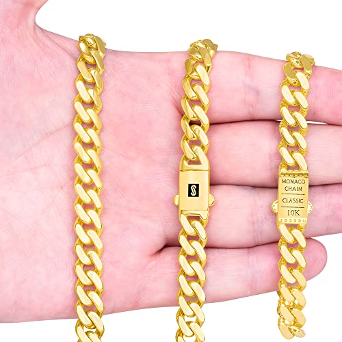 Nuragold 10k Real Yellow Gold Royal Monaco 9mm Miami Cuban Link Bracelet (6"-9") Italian Jewelry for Men & Women4